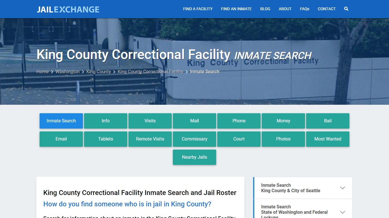 King County Correctional Facility Inmate Search - Jail Exchange